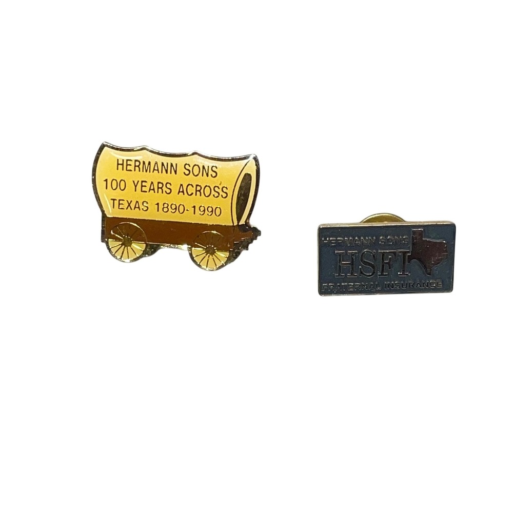 Hermann Sons Pins Vintage Centennial Insurance‎ 100 yrs Across Texas 1890-1990